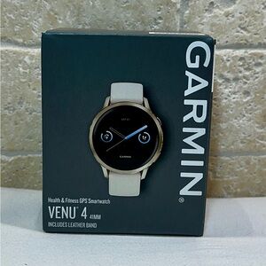 Garmin Venu 4 with leather strap